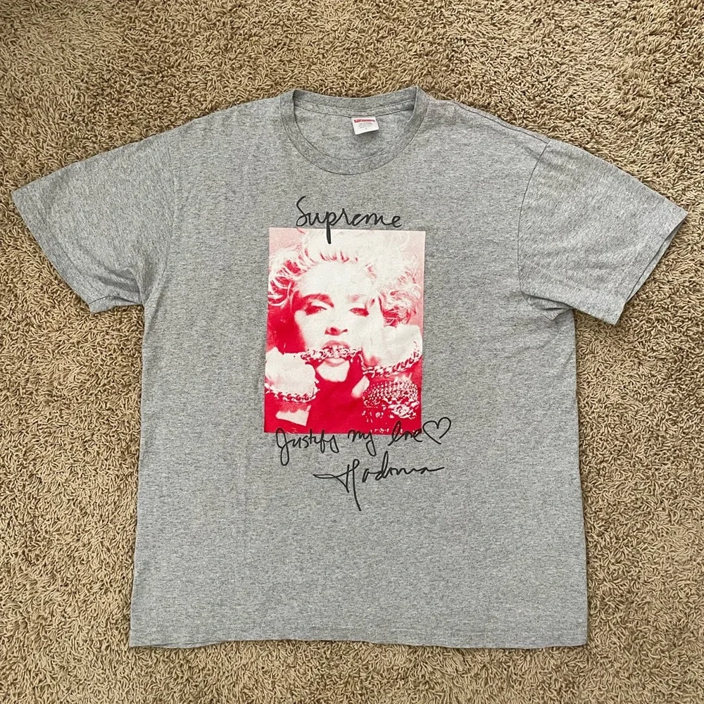 Supreme | Shirts | Supreme Madonna Tee Heather Grey Large | Poshmark